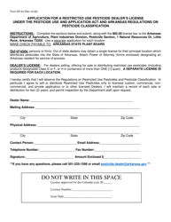 Form DP-23 &quot;Restricted Use Pesticide Dealer's License&quot; - Arkansas