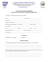 &quot;Application for Admission&quot; - Arkansas