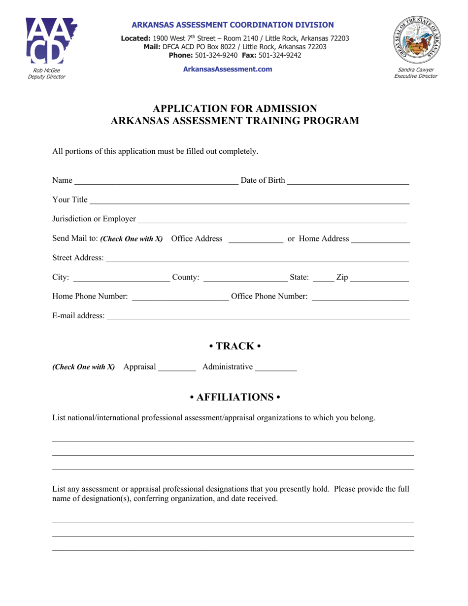 Application for Admission - Arkansas, Page 1
