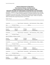 Form DP-37 &quot;Dealer's Record of Purchaser of Restricted Use Pesticides&quot; - Arkansas