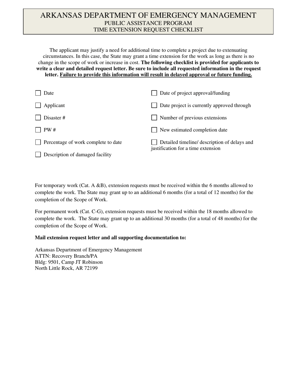 Arkansas Time Extension Request Checklist Fill Out, Sign Online and