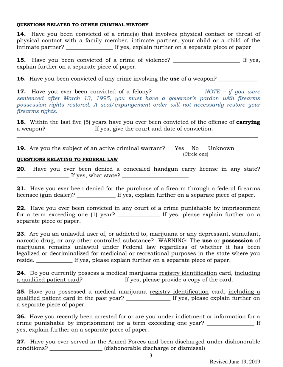 Concealed Handgun Carry License Firearms Safety Training Instructor Registration Application Form - Arkansas, Page 3