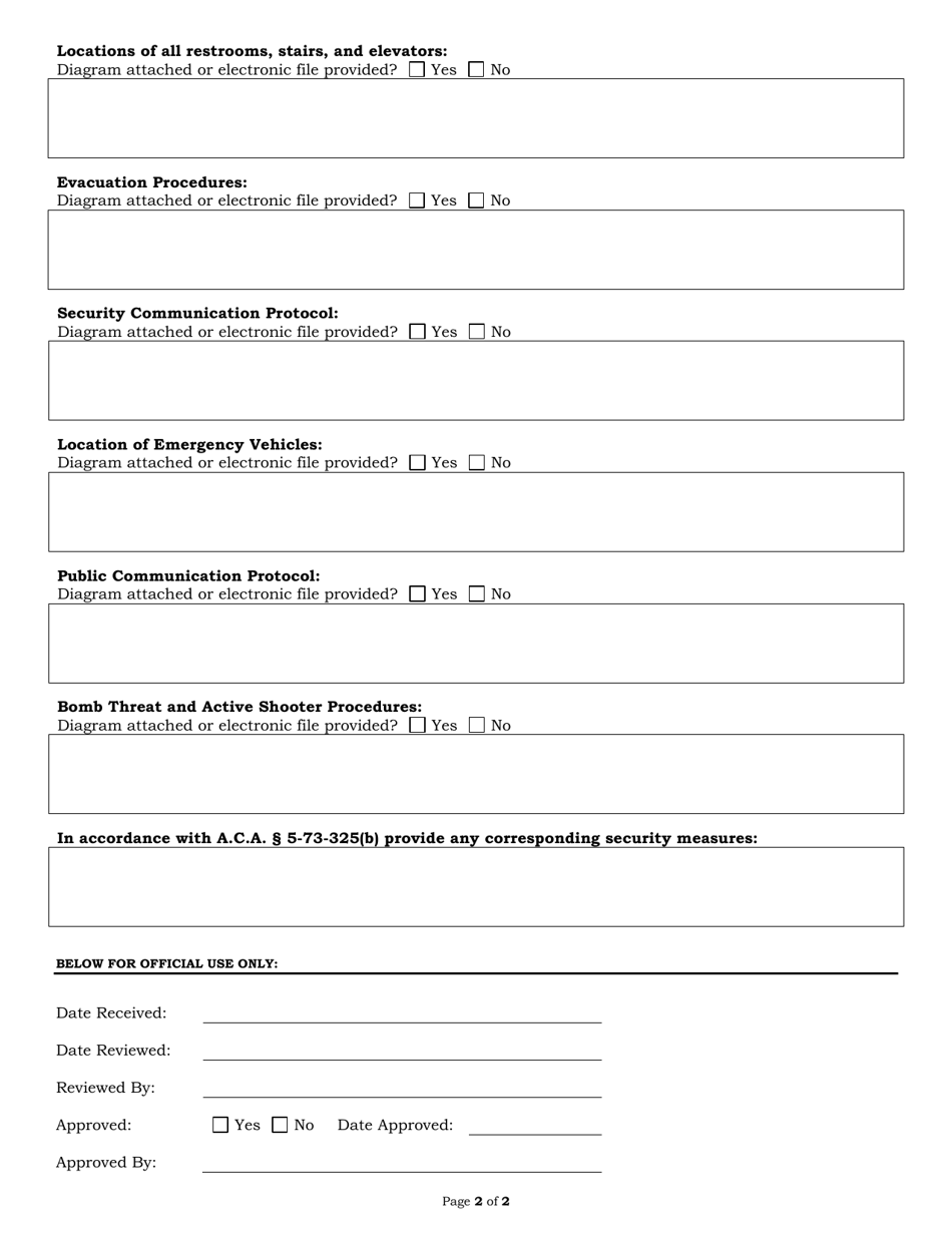 Form ASP-134 Security Plan Template - Firearm-Sensitive Area Designation - Arkansas, Page 2