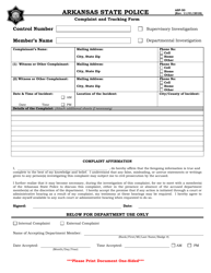Document preview: Form ASP-50 Complaint and Tracking Form - Arkansas