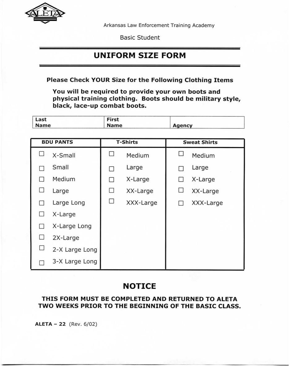 Form ALETA-22 Uniform Size Form - Arkansas, Page 1