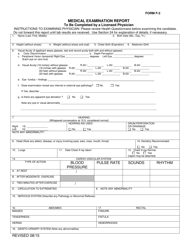 Form F-2 Medical Examination Report - Arkansas