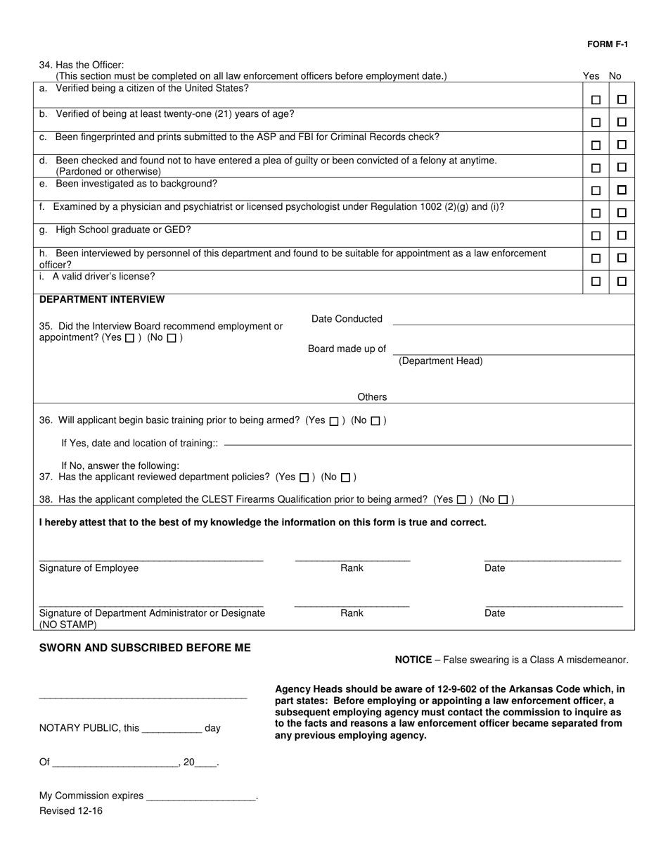 Form F-1 - Fill Out, Sign Online and Download Fillable PDF, Arkansas ...