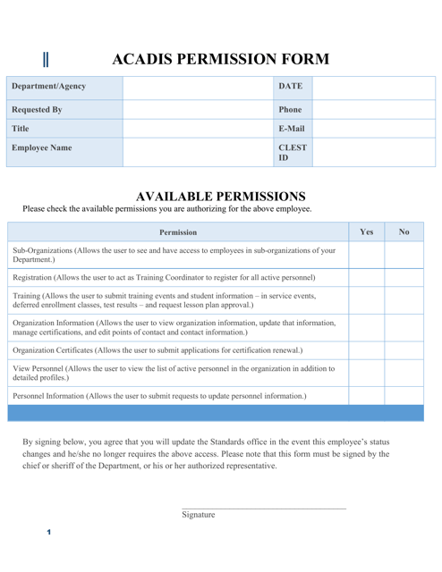 Acadis Permission Form - Arkansas Download Pdf