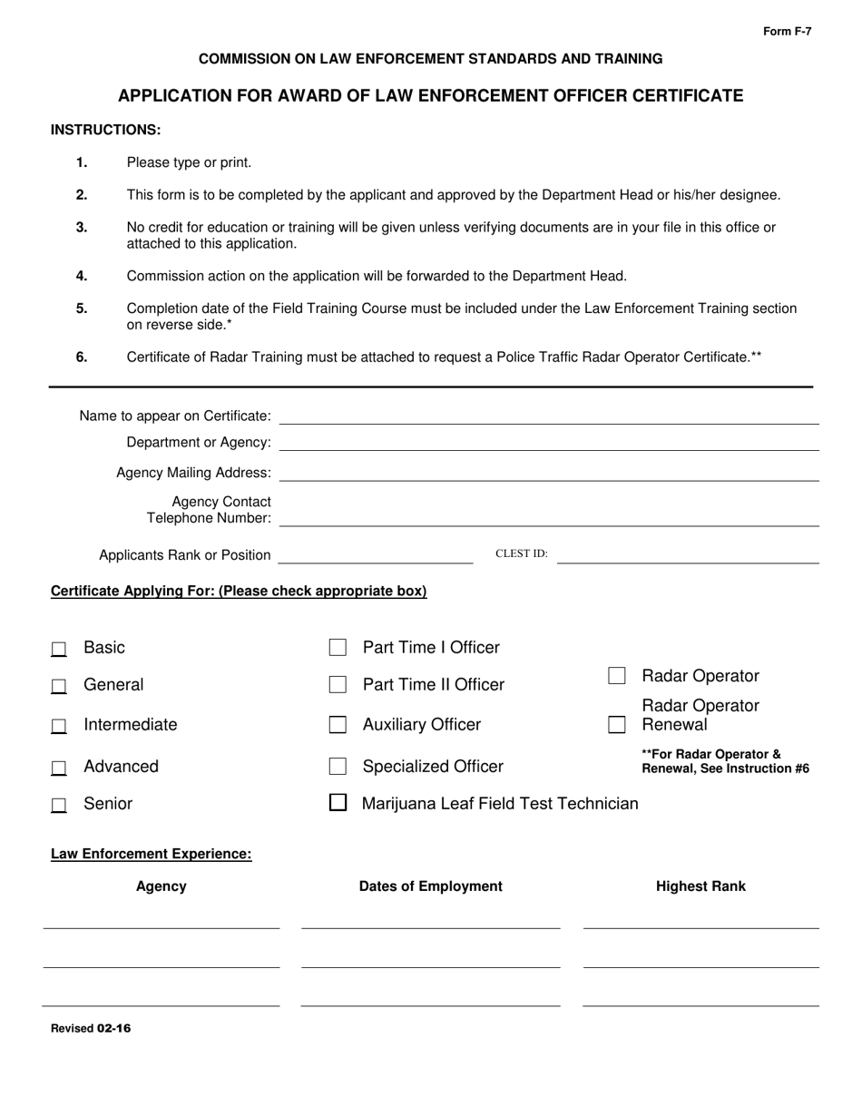 Form F7 Fill Out, Sign Online and Download Fillable PDF, Arkansas