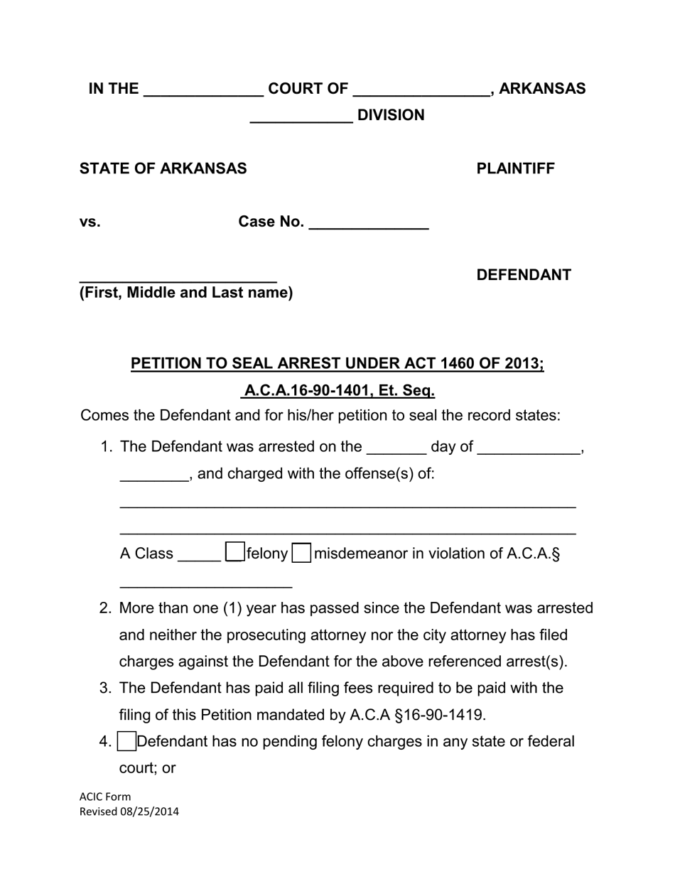 Petition to Seal Arrest - Arkansas, Page 1