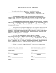 Document preview: Holder-Of-The-Record Agreement - Arkansas