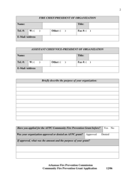 Community Fire Prevention Grant Program Application - Arkansas, Page 2