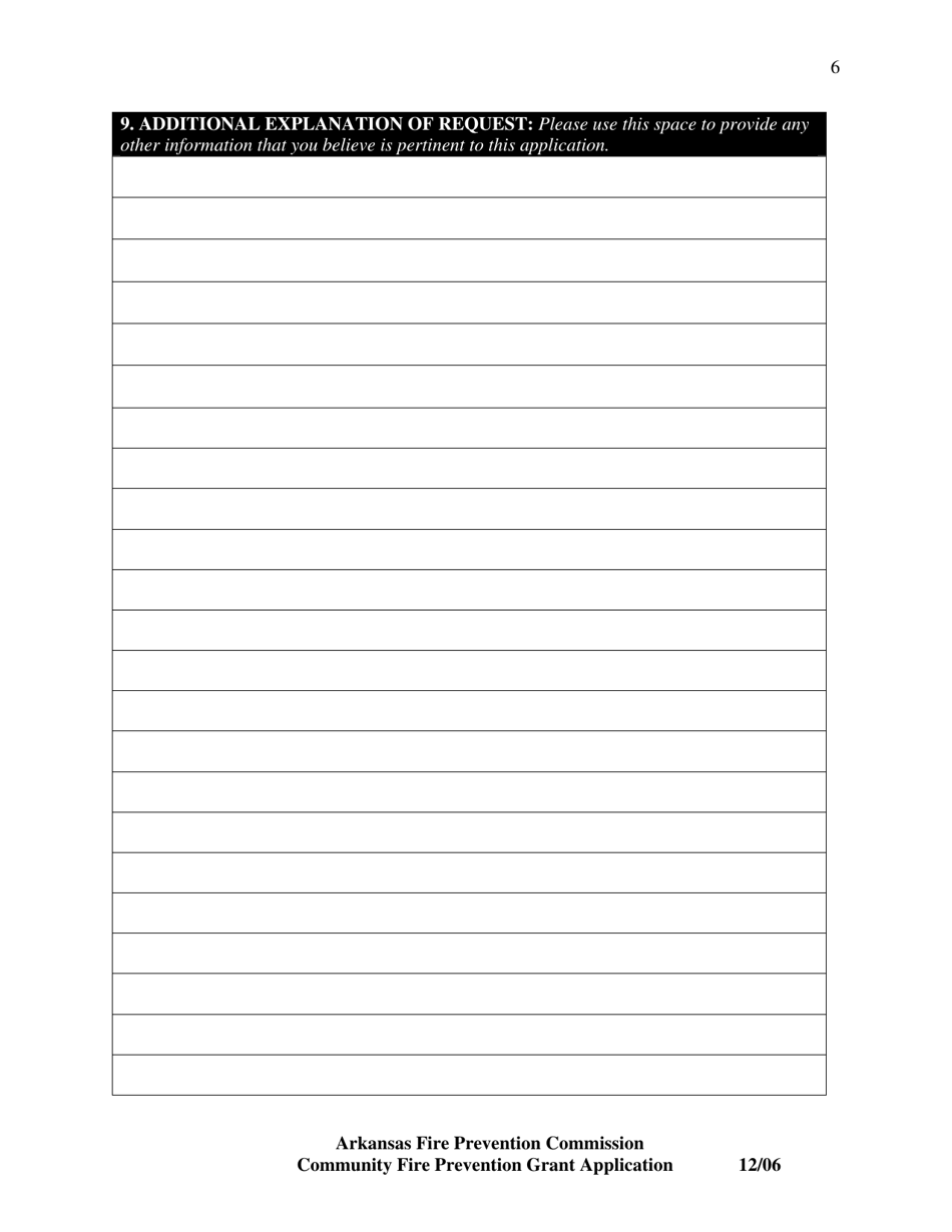 Arkansas Community Fire Prevention Grant Program Application Fill Out