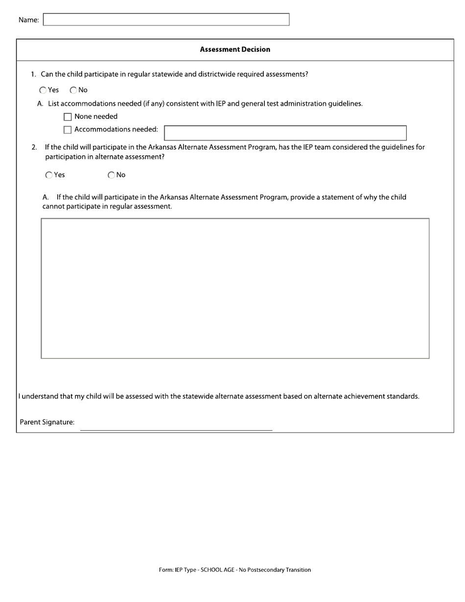Individualized Education Program (Iep) - School Age - No Postsecondary Transition - Arkansas, Page 11