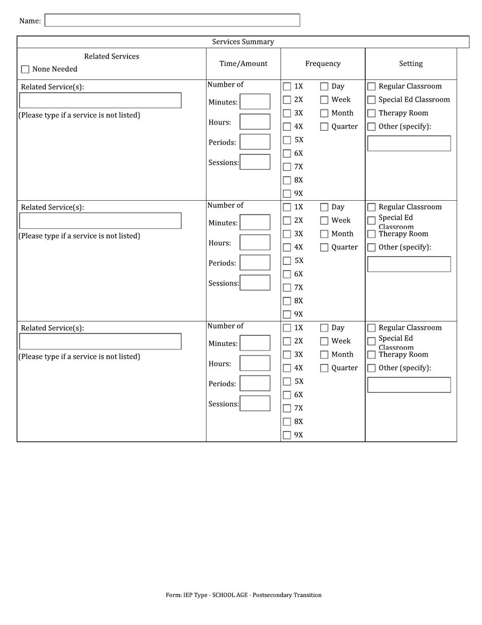 Individualized Education Program (Iep) - Postsecondary Transition - Arkansas, Page 11
