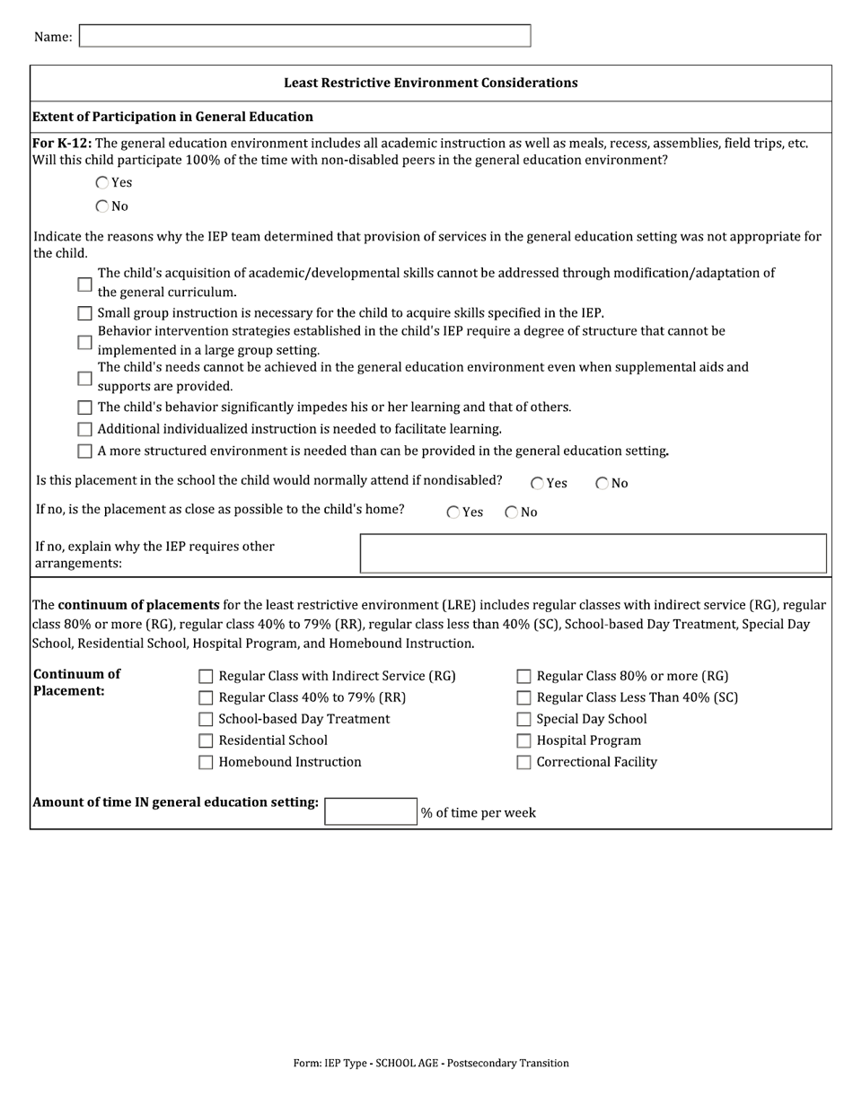Individualized Education Program (Iep) - Postsecondary Transition - Arkansas, Page 12