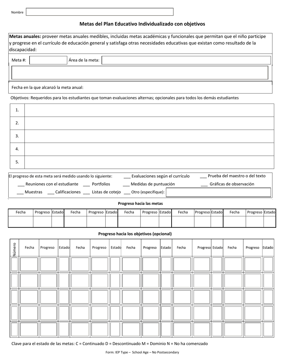 Programa De Educacion Individualizado - Edad Escolar (Sin Transicion Post-secundaria) - Arkansas (Spanish), Page 7