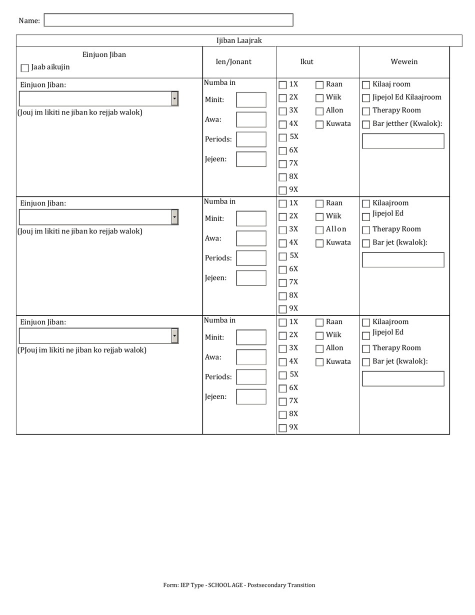 Individualized Education Program (Iep) - Postsecondary Transition - Arkansas (Marshallese), Page 10