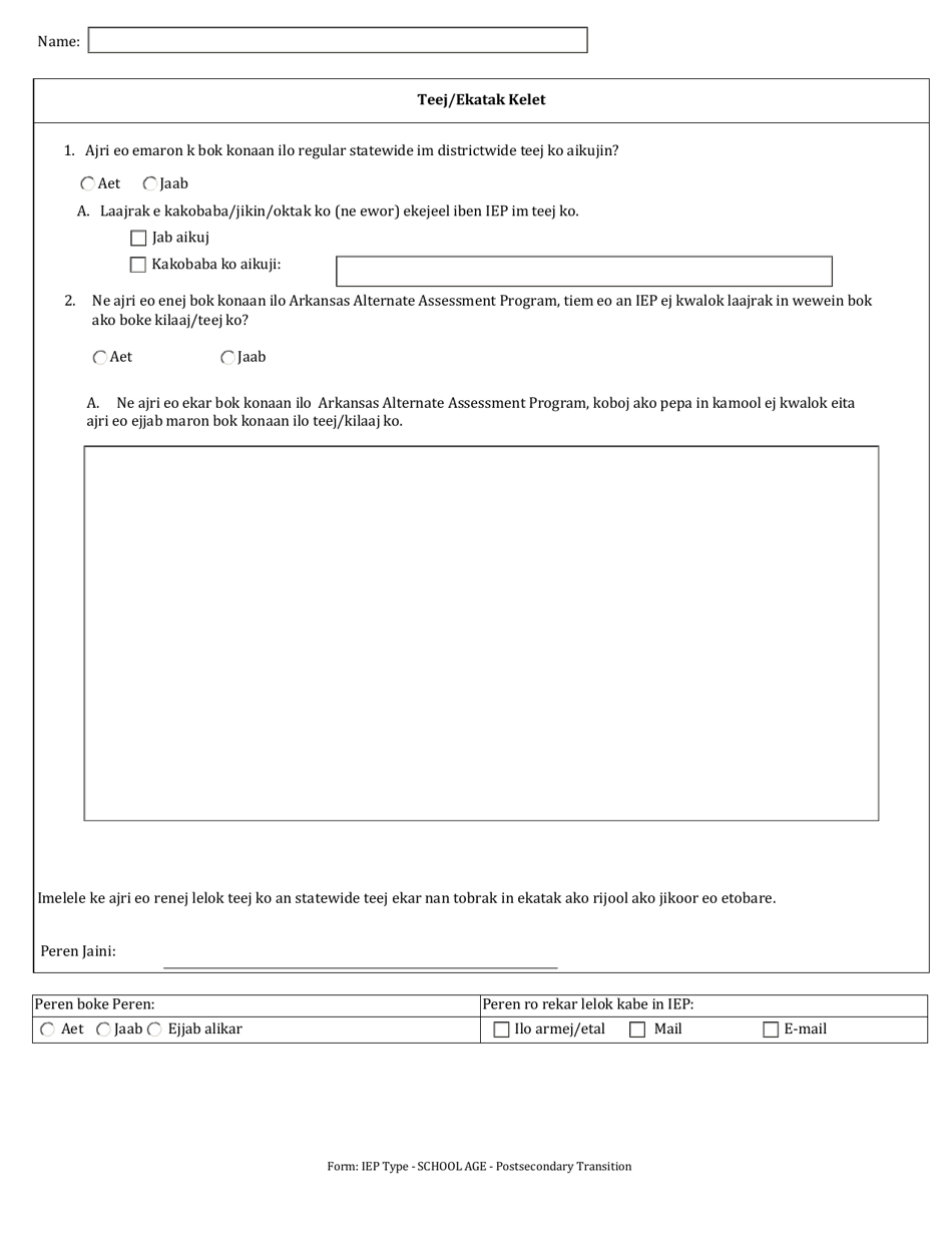 Individualized Education Program (Iep) - Postsecondary Transition - Arkansas (Marshallese), Page 12