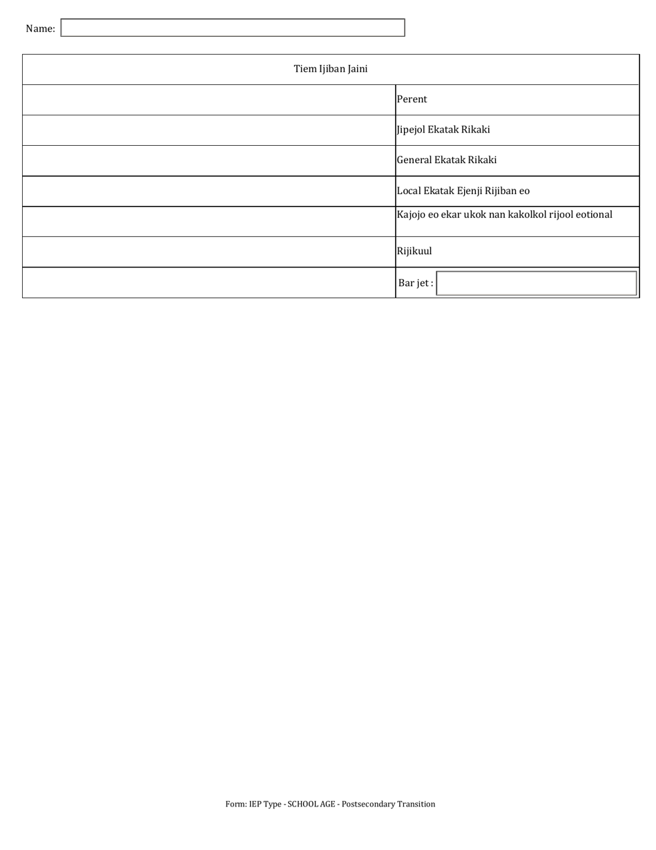 Individualized Education Program (Iep) - Postsecondary Transition - Arkansas (Marshallese), Page 13