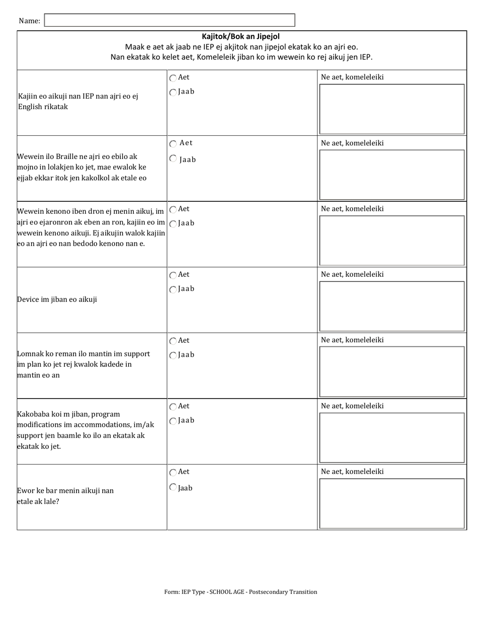 Individualized Education Program (Iep) - Postsecondary Transition - Arkansas (Marshallese), Page 5