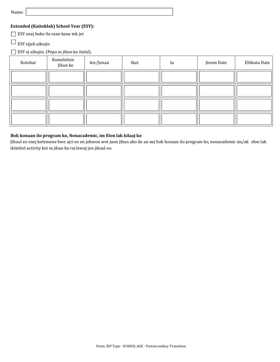 Individualized Education Program (Iep) - Postsecondary Transition - Arkansas (Marshallese), Page 6