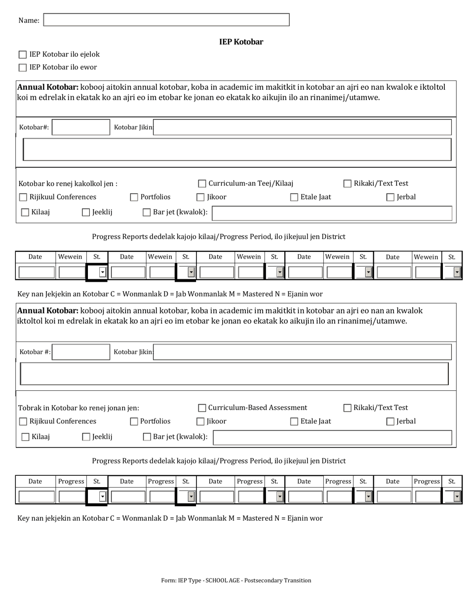 Individualized Education Program (Iep) - Postsecondary Transition - Arkansas (Marshallese), Page 7