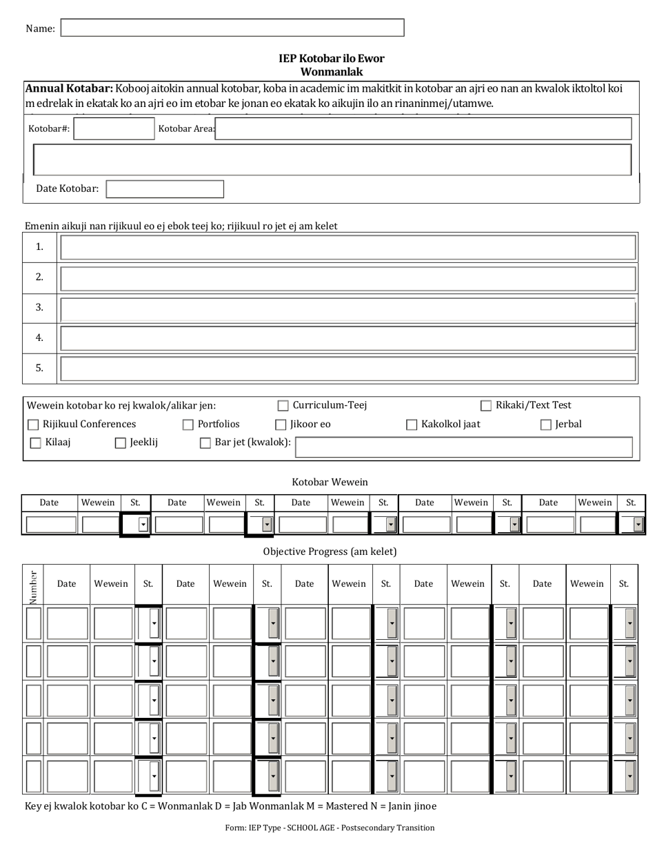 Individualized Education Program (Iep) - Postsecondary Transition - Arkansas (Marshallese), Page 8