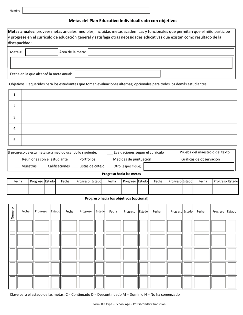 Programa De Educacion Individualizado - Edad Escolar (Transicion Post-secundaria) - Arkansas (Spanish), Page 9