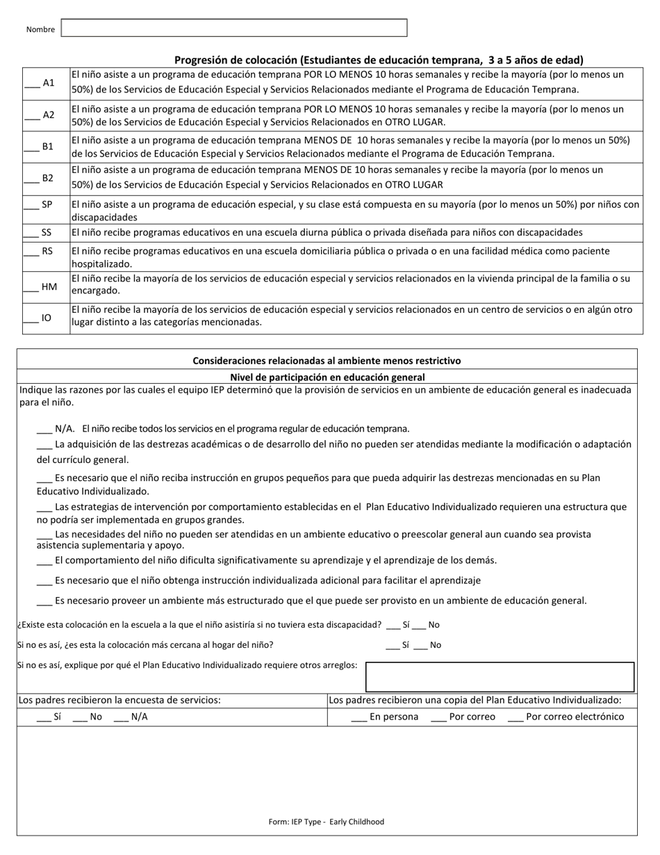 Programa De Educacion Individualizado - Ninez Temprana - Arkansas (Spanish), Page 11