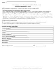 Autorizacion De Los Padres a Acceder Informacion Sobre Planes Medicos Y a Divulgar Informacion De Identificacion Personal - Arkansas (Spanish), Page 2