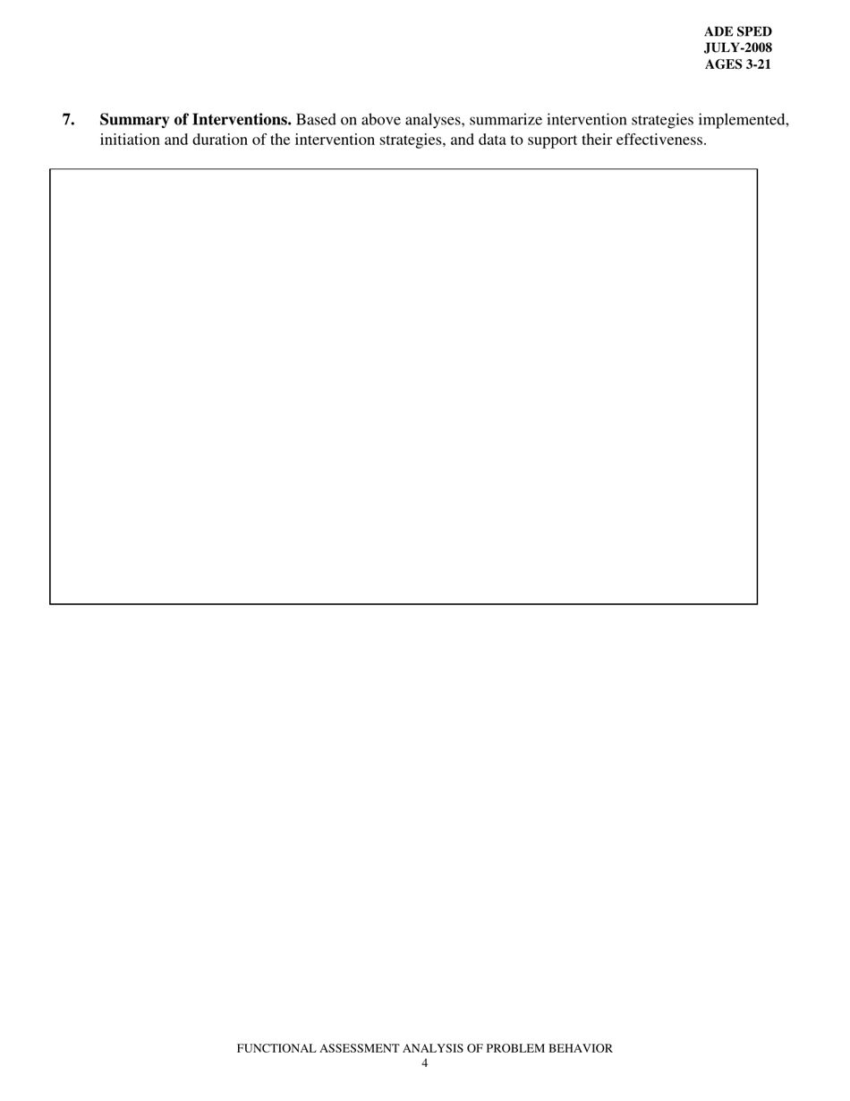 Functional Assessment Analysis of Problem Behavior - Arkansas, Page 4
