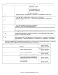 Determinacion De Elegibilidad Por Dificultades Especificas De Aprendizaje - Arkansas (Spanish), Page 2