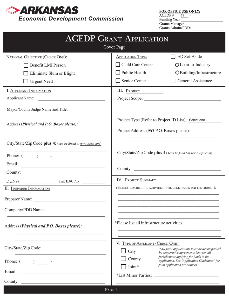 Arkansas Acedp Grant Application Fill Out, Sign Online and Download