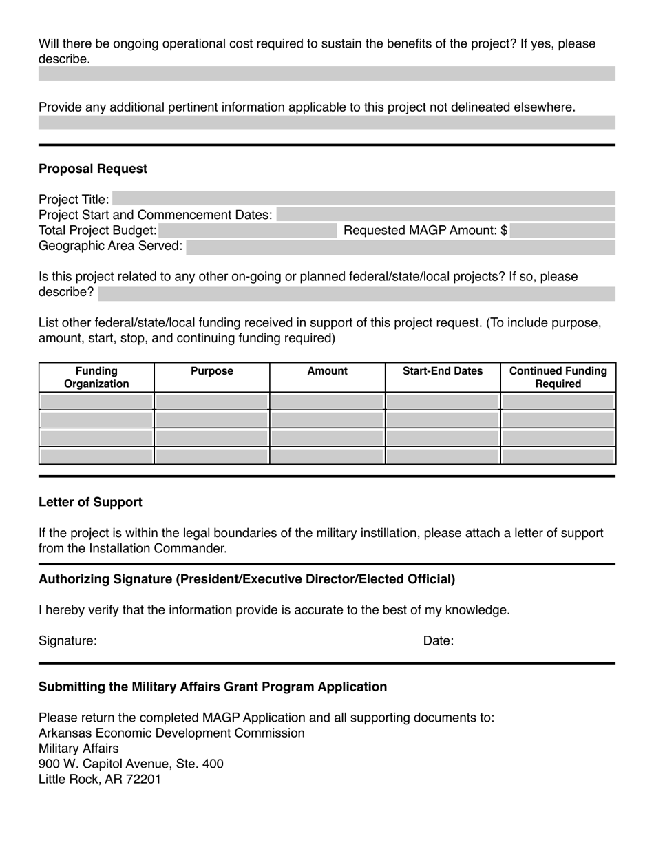 Military Affairs Grant Program (Magp) Application - Arkansas, Page 2