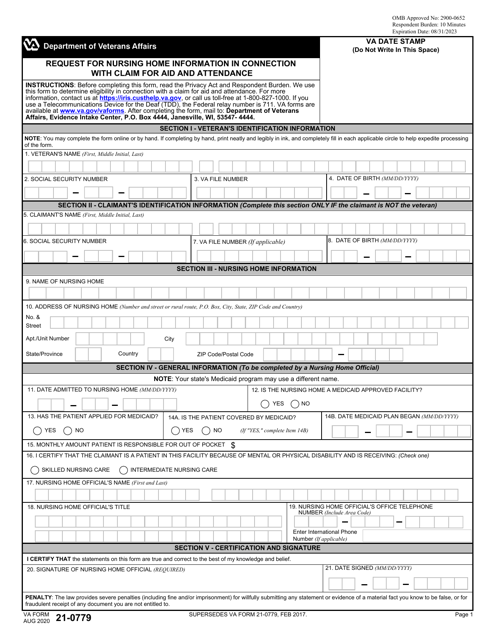 VA Form 21-0779  Printable Pdf