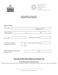 Document preview: Employment Clearance Registry Check Request - Arkansas