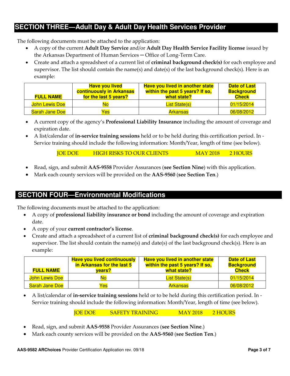Form AAS-9582 Archoices in Homecare Provider Application - Arkansas, Page 3