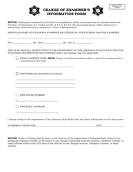 Document preview: Change of Examiner's Information Form - Arkansas