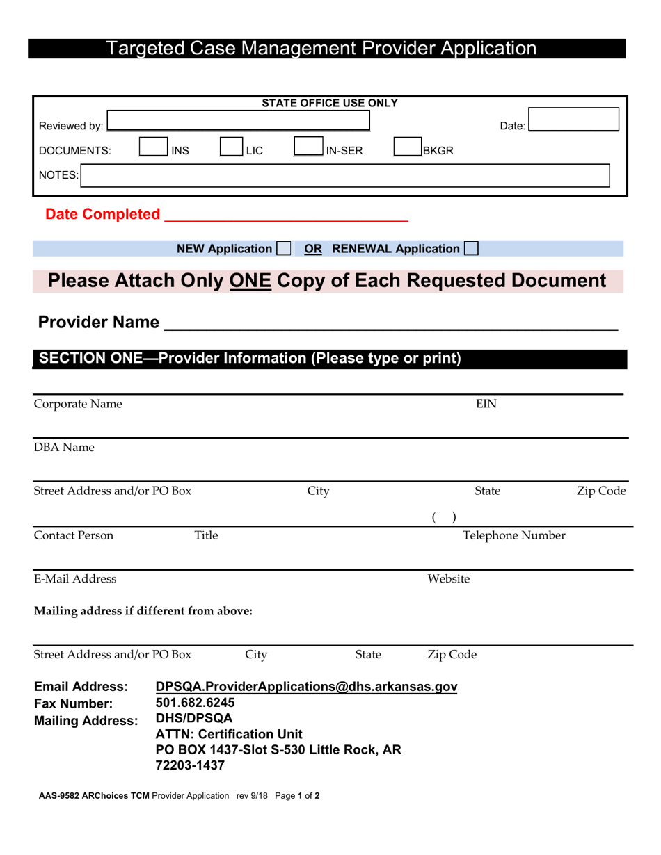 Form AAS-9582 Targeted Case Management Provider Application - Arkansas, Page 2