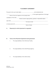 Document preview: Form DHR-824 Placement Agreement - Alabama