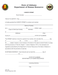 Document preview: Form DHR-738 6 Month Permit - Alabama