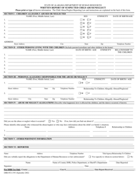 Document preview: Form DHR-FCS-1593 Written Report of Suspected Child Abuse/Neglect - Alabama