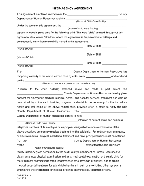 Form DHR-FCS-823 Inter-Agency Agreement - Alabama