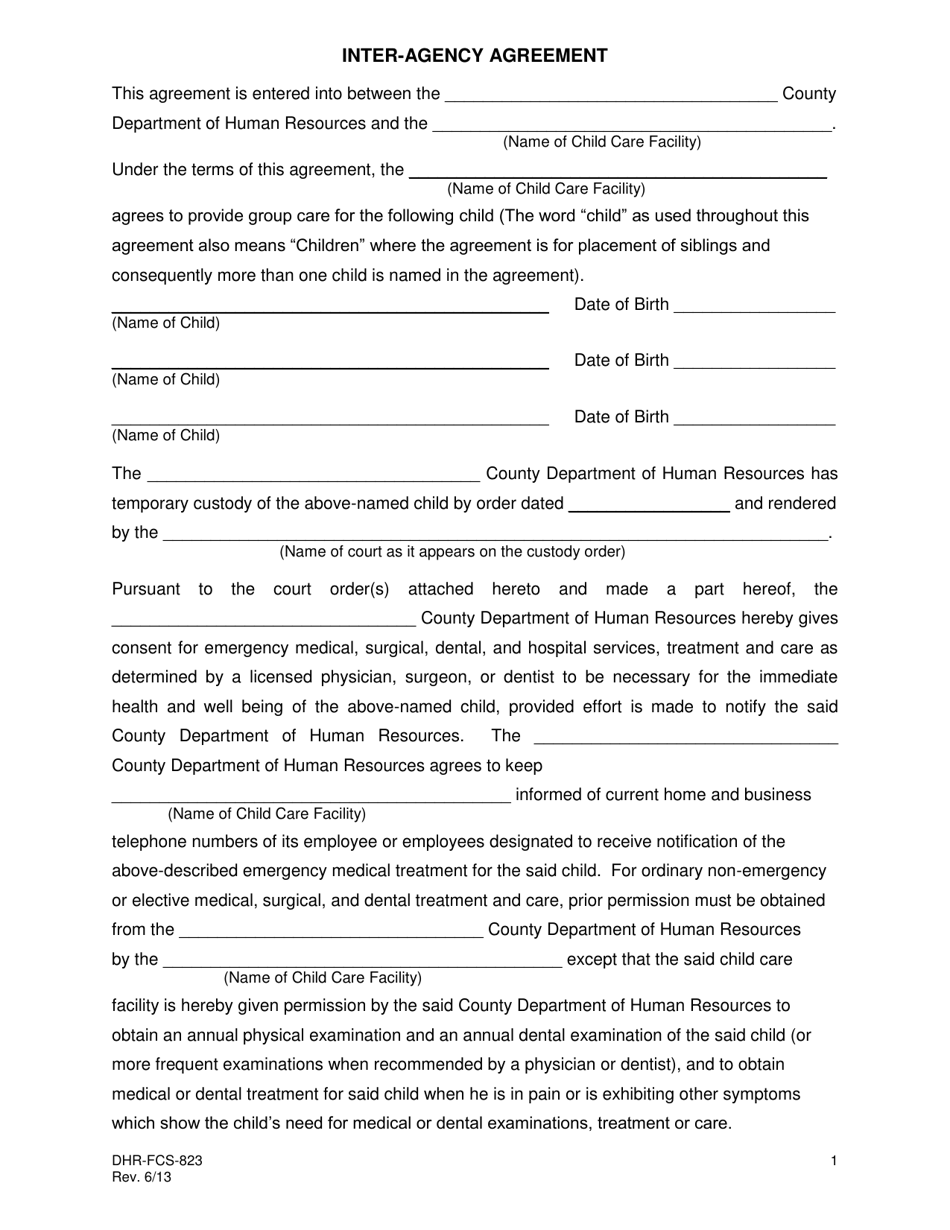 Form DHR-FCS-823 - Fill Out, Sign Online and Download Printable PDF ...