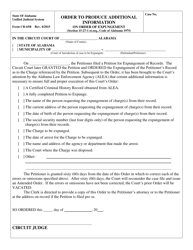 Document preview: Form CR-65B Order to Produce Additional Information on Order of Expungement - Alabama