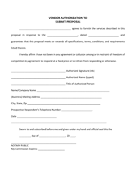 Vendor Authorization to Submit Proposal - Alabama