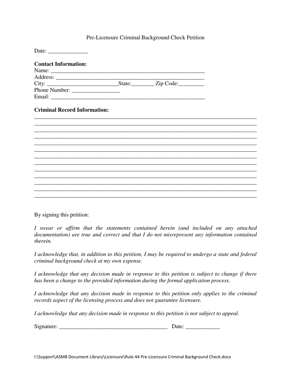 Pre-licensure Criminal Background Check Petition - Arkansas, Page 2