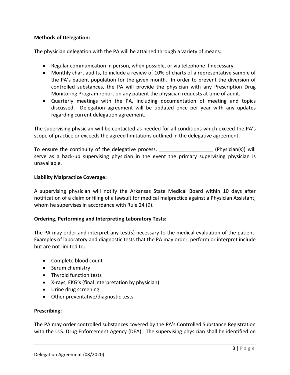 Delegation Agreement - Arkansas, Page 3