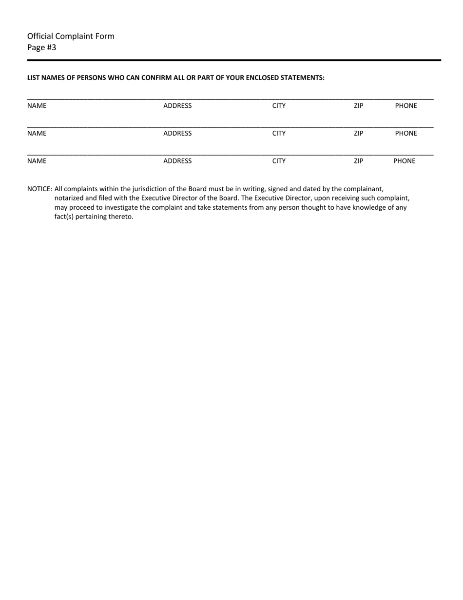 Official Complaint Form - Arkansas, Page 3
